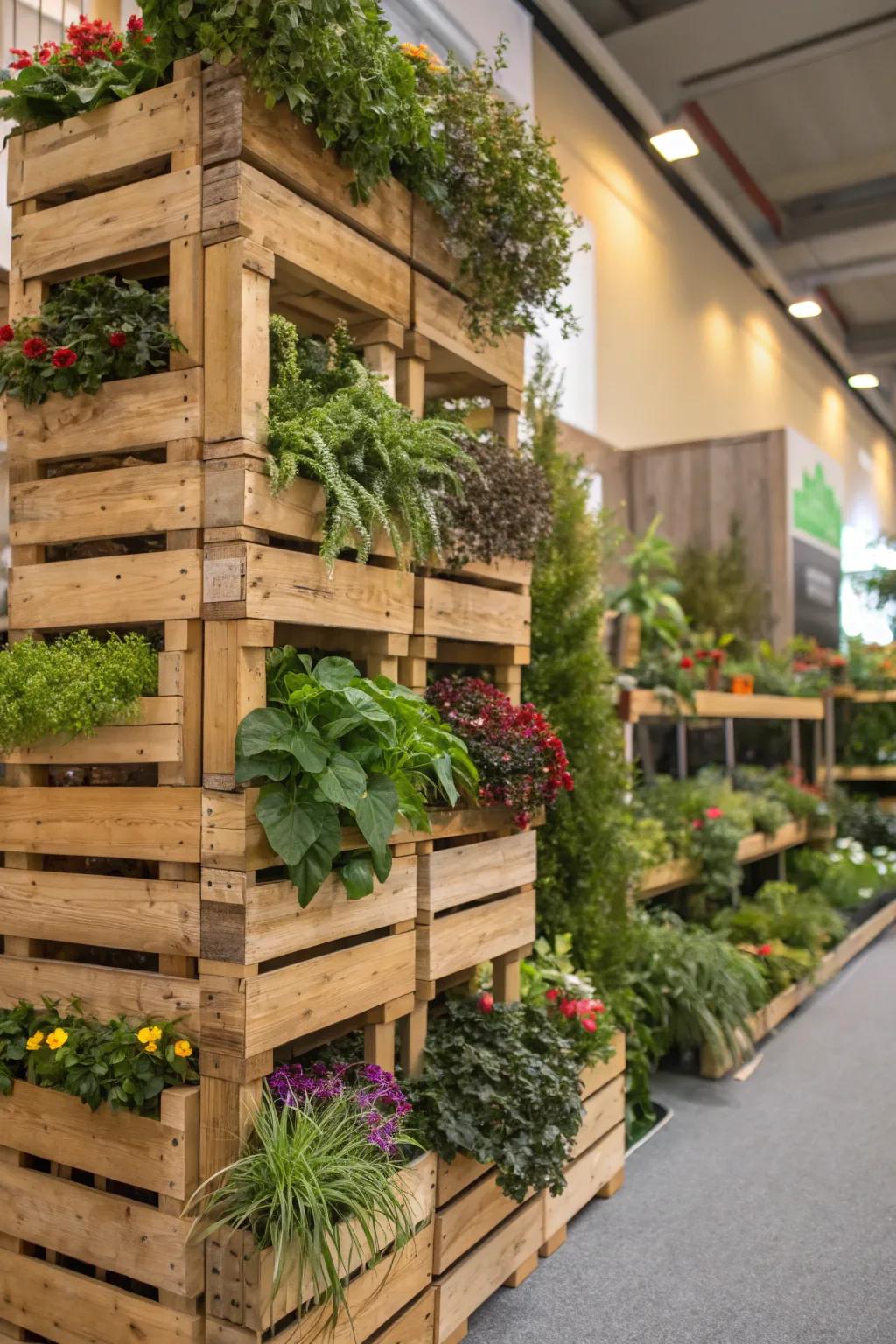Create a vertical garden with container boxes.