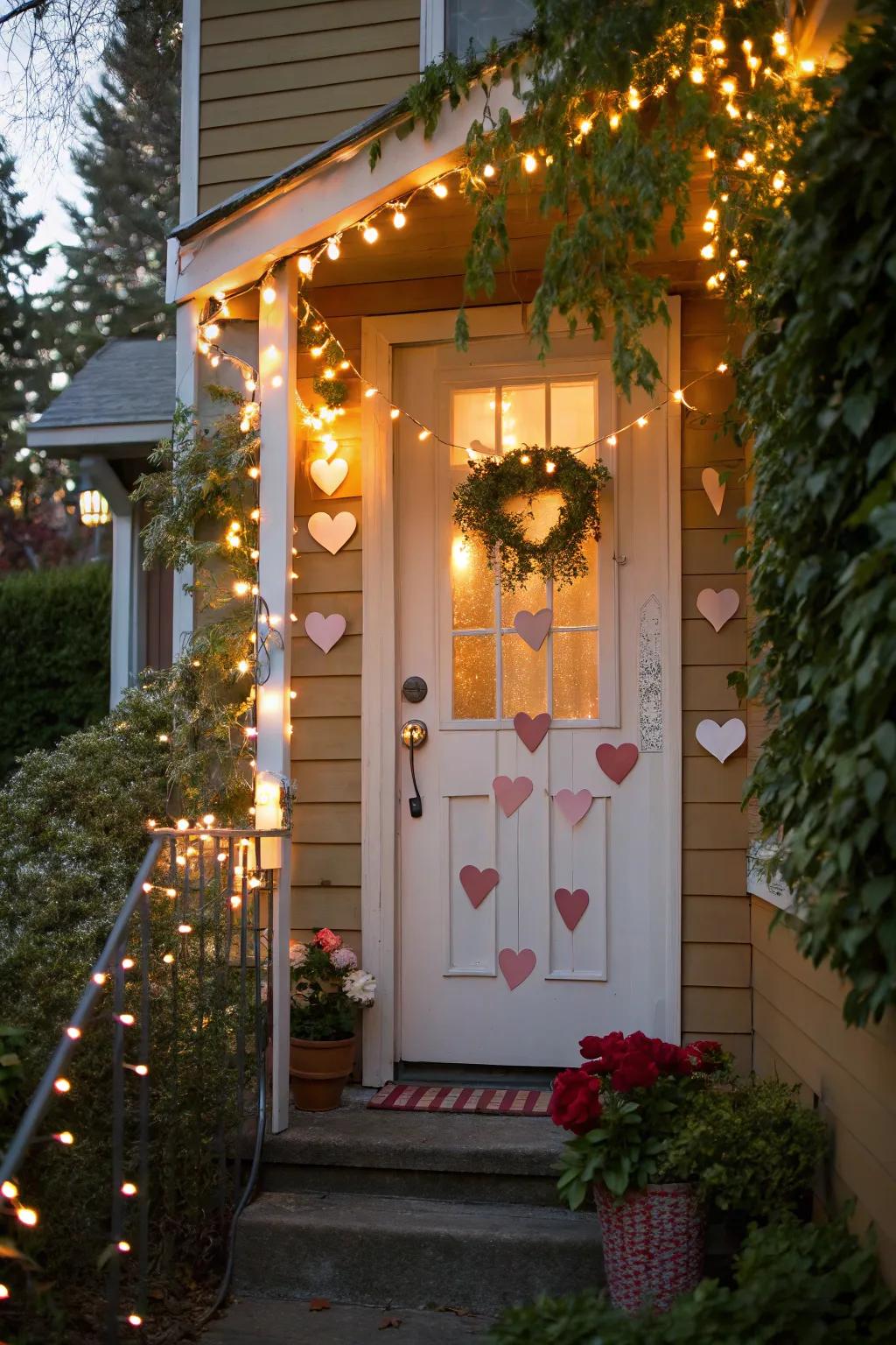 Create a magical ambiance through hearts and illumination.
