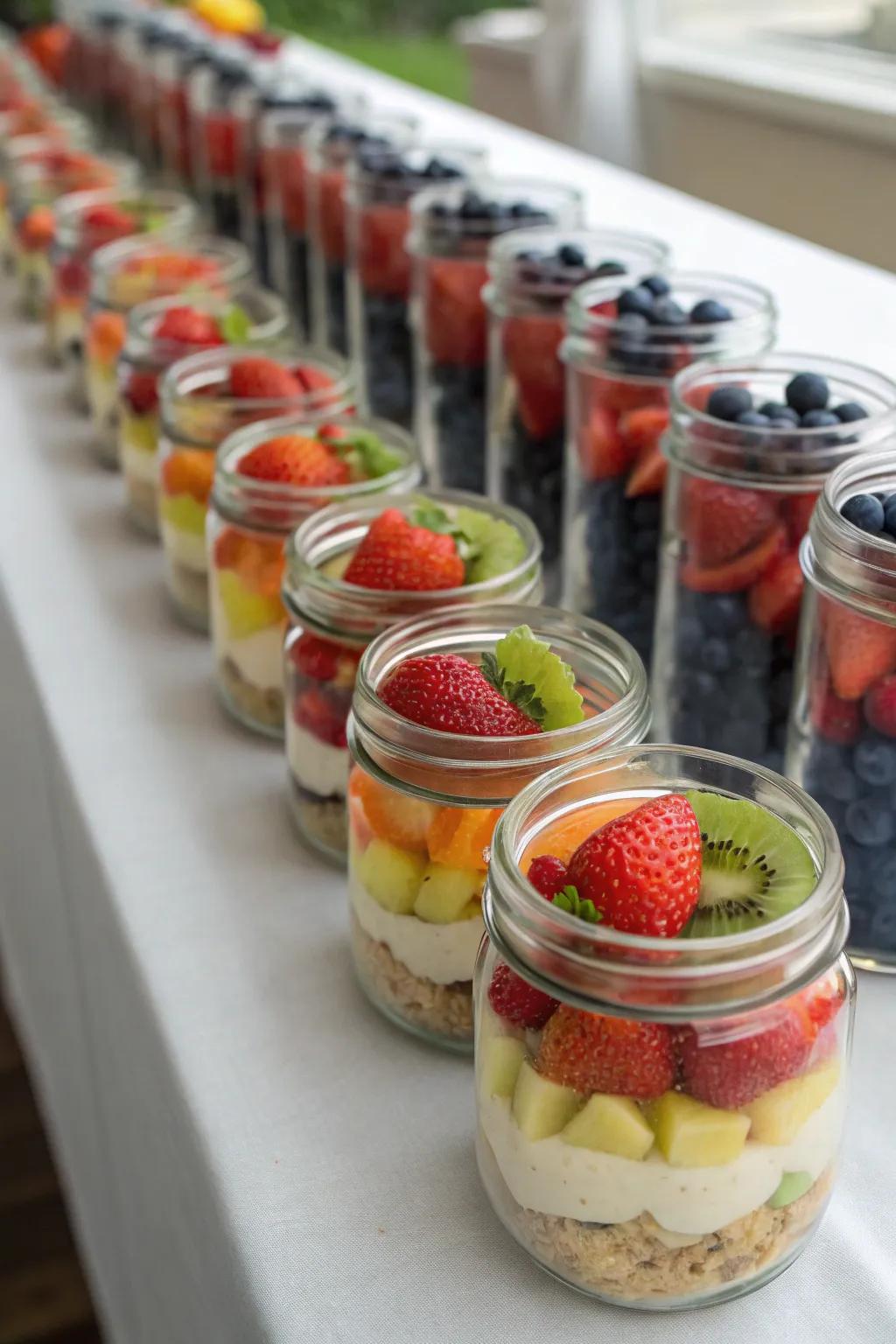 Chic fruit jars provide a stylish grab-and-go snack.