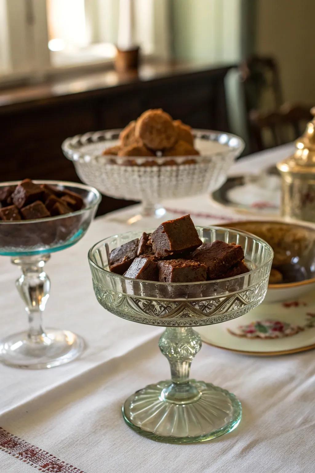 Timeless elegance with squares in vintage glassware.