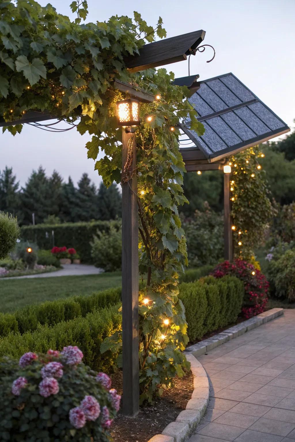 Electric trellises blend technology and nature for an eco-friendly garden.