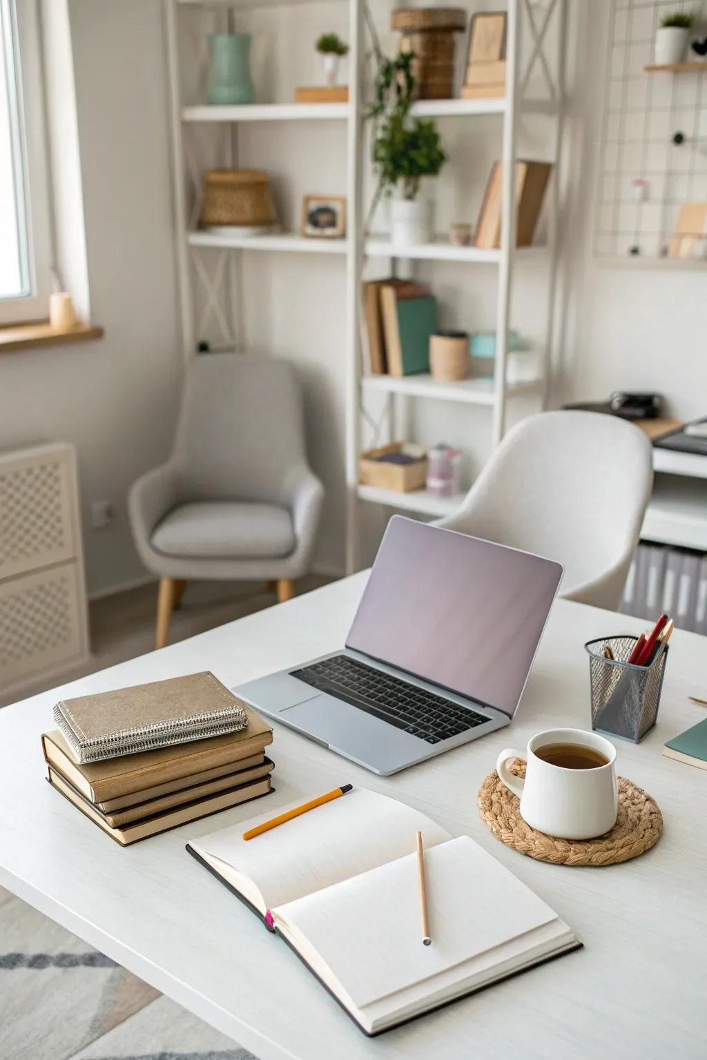 A clean workspace promotes focus and efficiency.