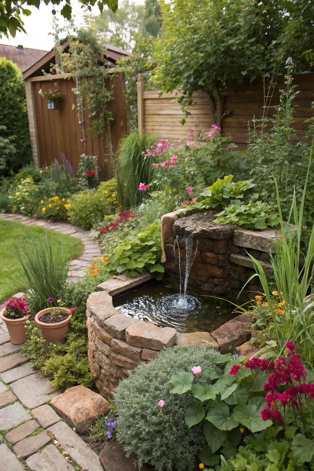 Garden settings are enhanced by water features that add a calming element.