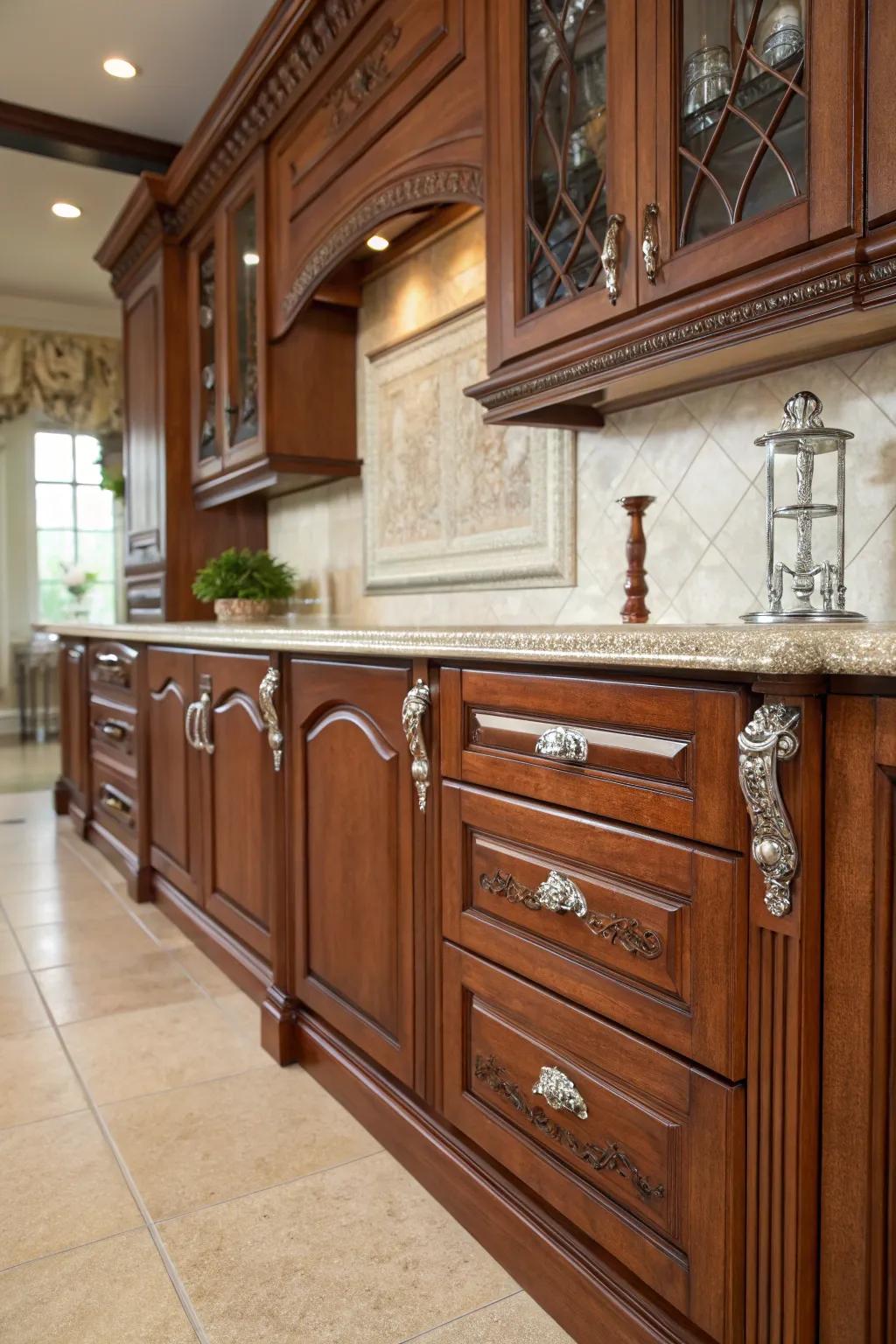 Antique silver handles make a sophisticated vintage touch.