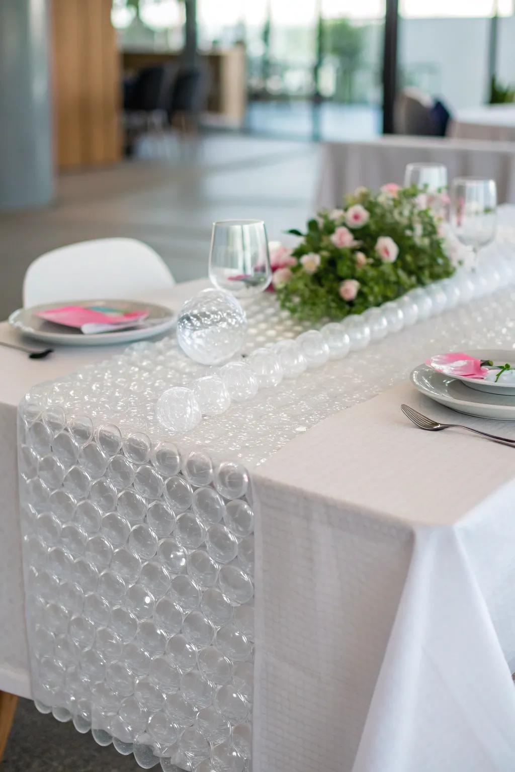 Air cushion film throws in a unique and surprising textural flavor.