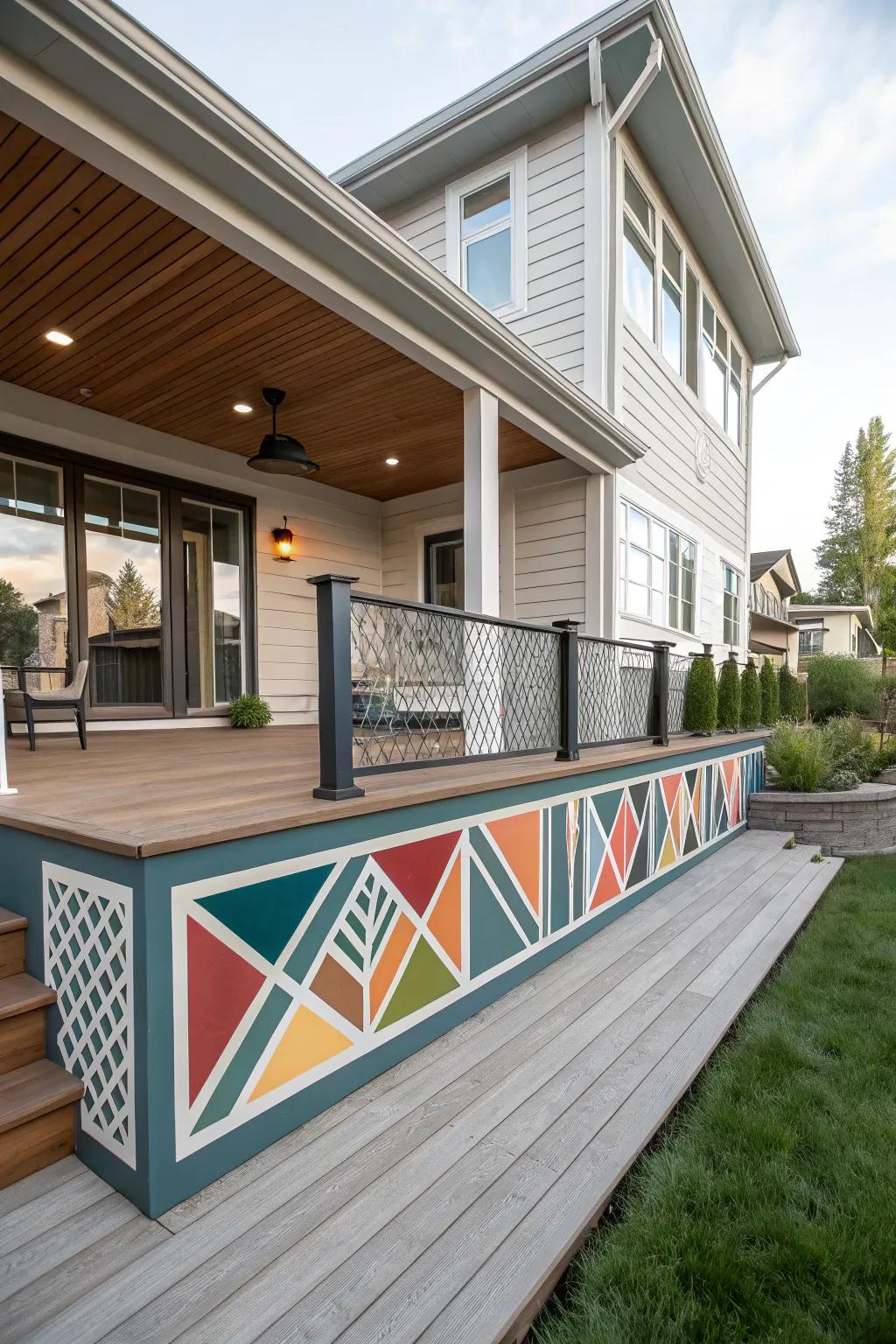 Geometric patterns add a modern spin to the skirting.