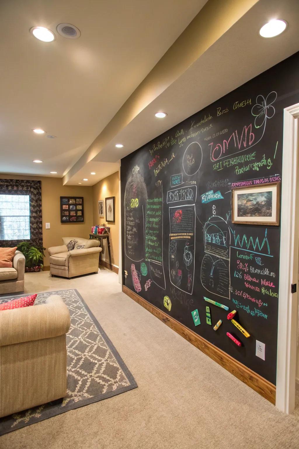 Interactive writing walls encourage artistry and interaction in shared spaces.