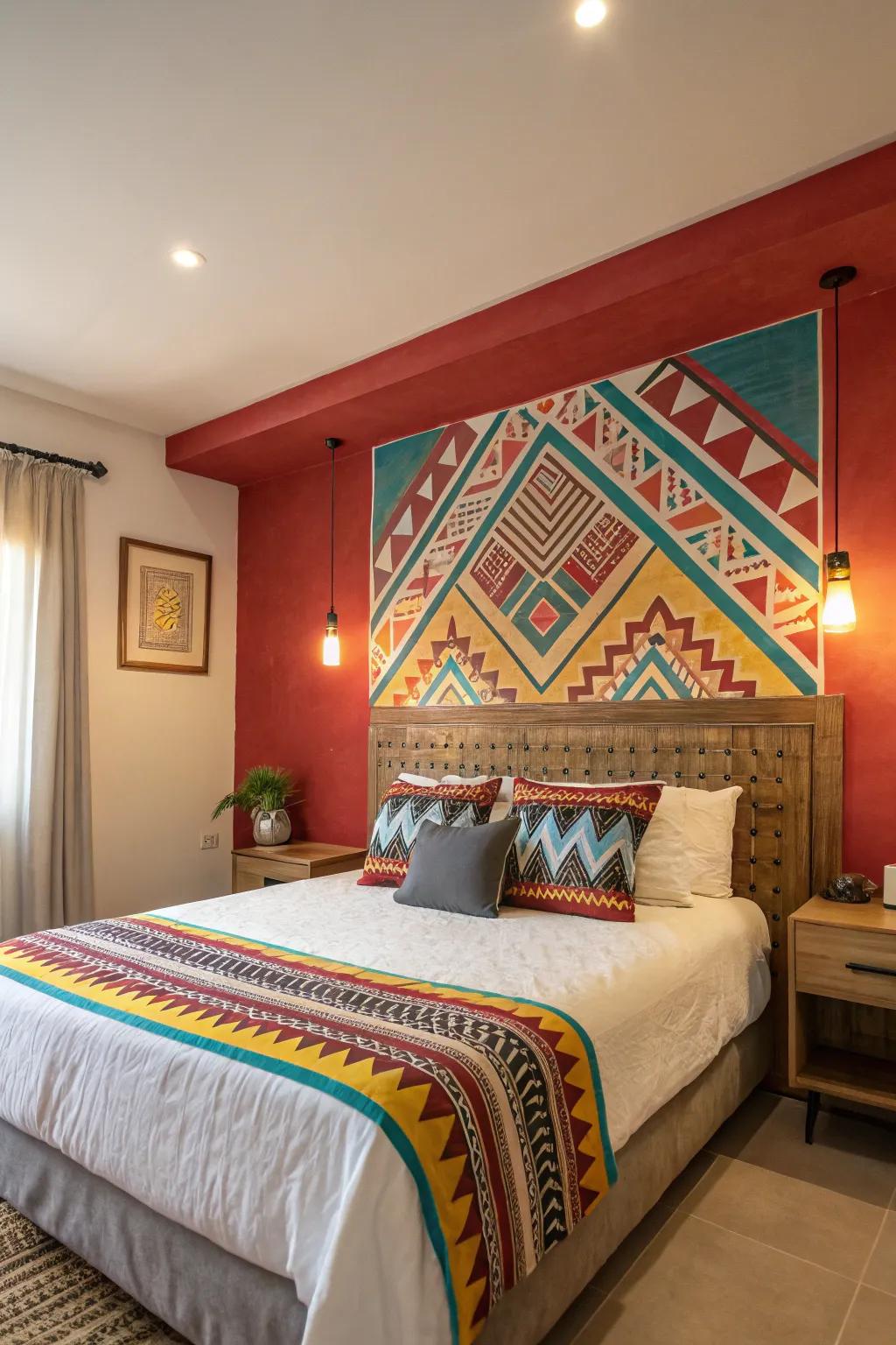 A feature wall changes the room with bold design.