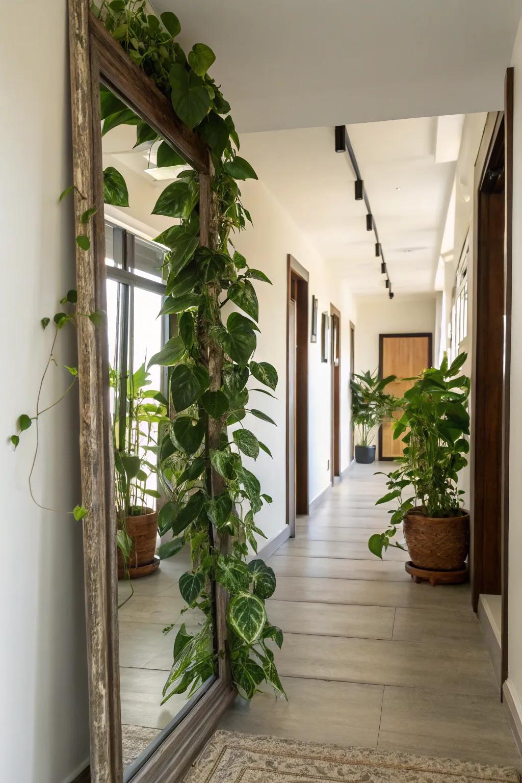 Double the verdure with mirrored heartleaf philodendrons.