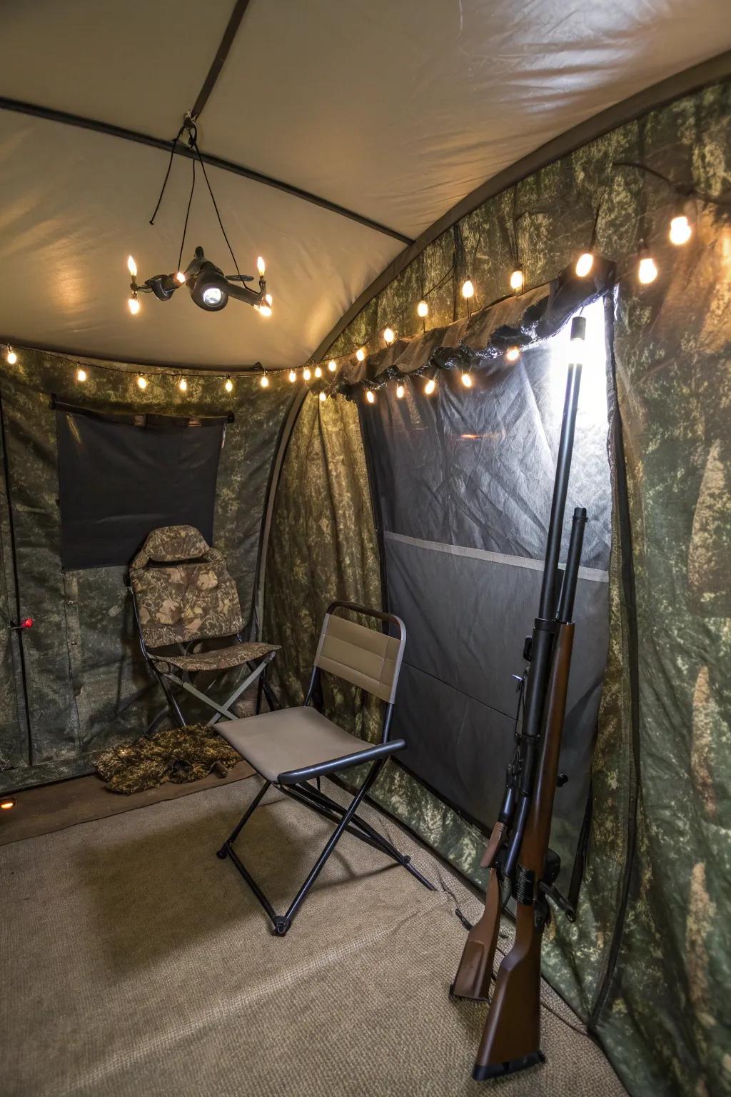 Adjustable lighting enhances visibility during low-light situations.