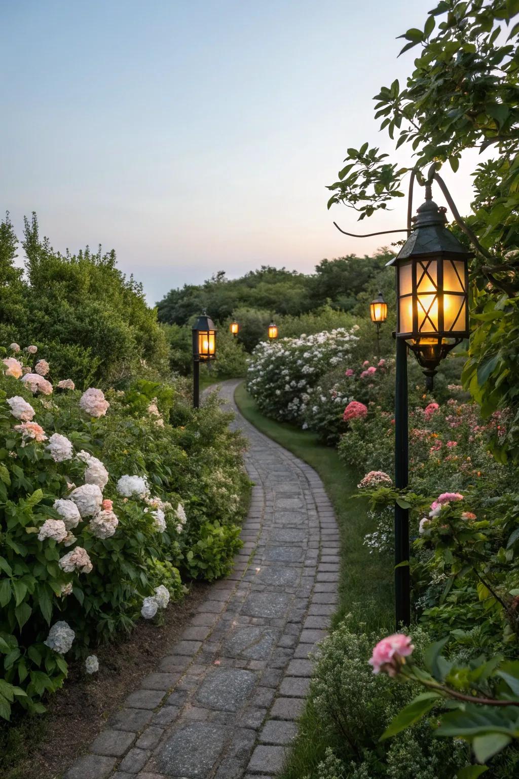 Decorative lamps enriching garden charm and function.