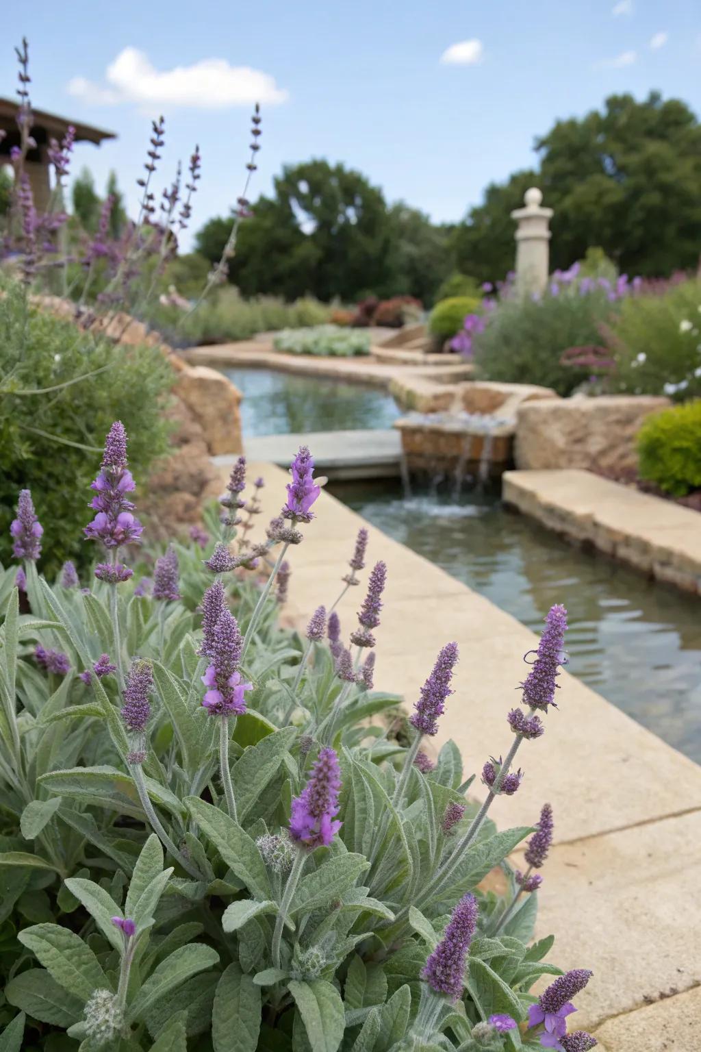 A sensory garden uses sight, smell, and touch.