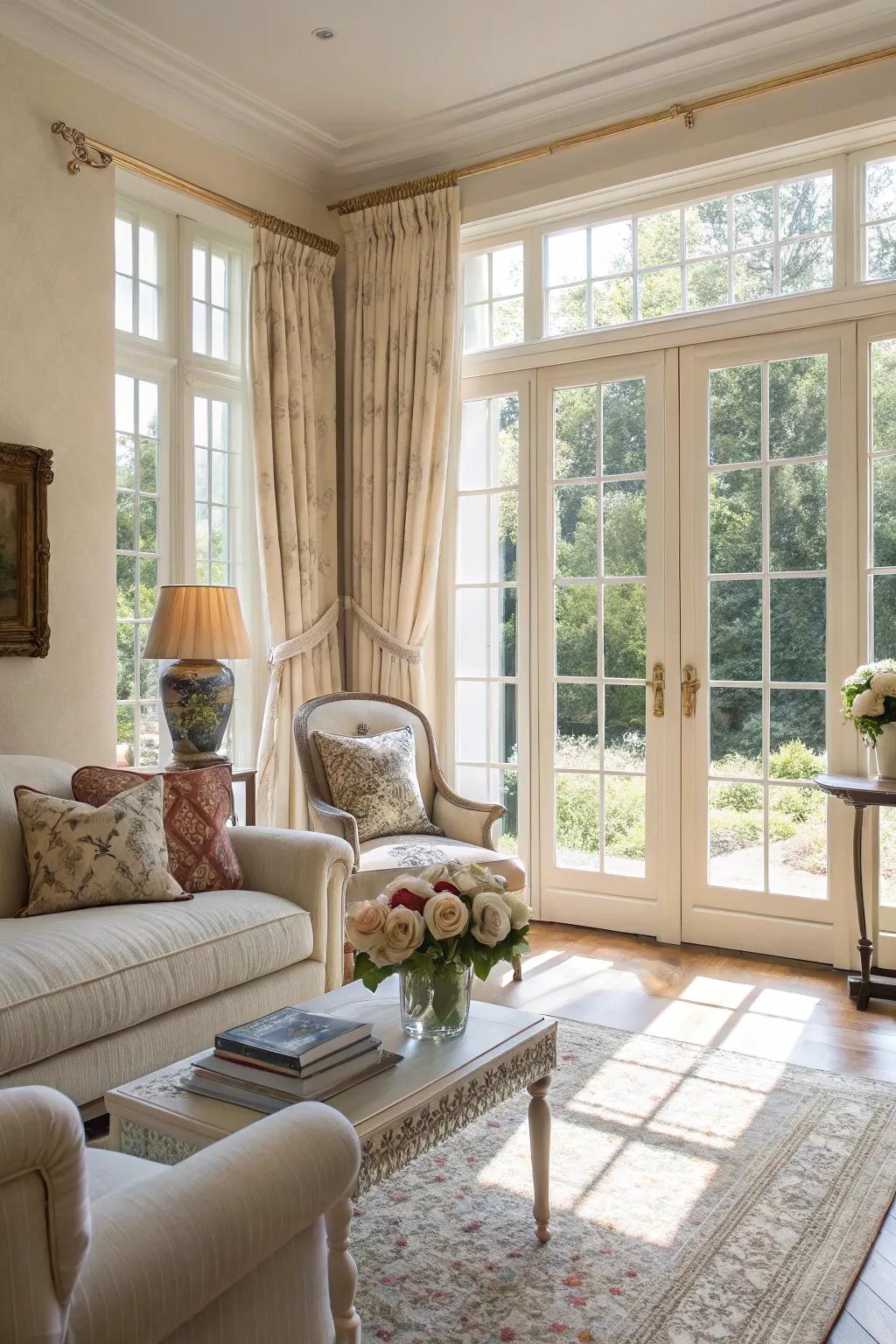 Panel windows bringing sophistication and light into the living room.