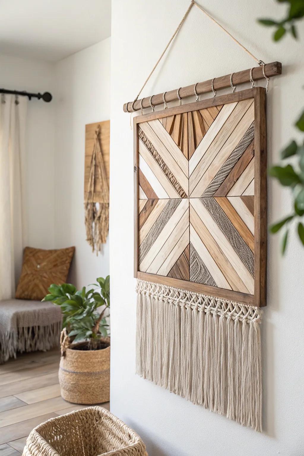 Transform your space with this stunning DIY wall art made from repurposed materials. Perfect for adding a touch of modern rustic charm to any room!