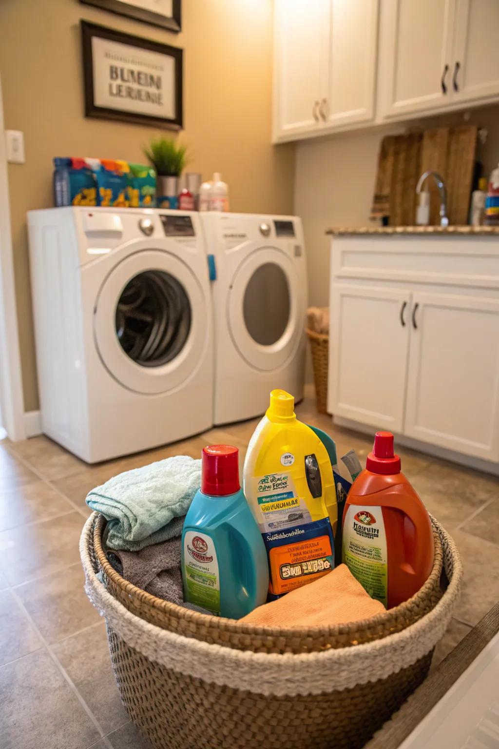 Streamline laundry tasks with a well-organized spinning organizer.