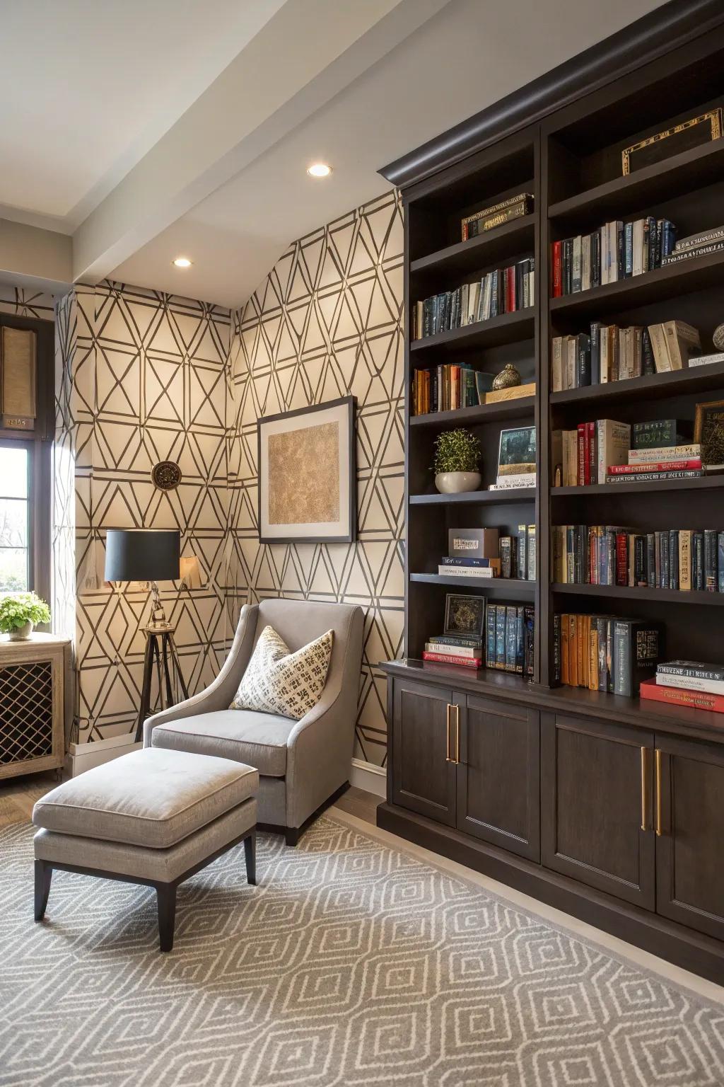 Geometric patterns adding a modern twist to the design of the library.