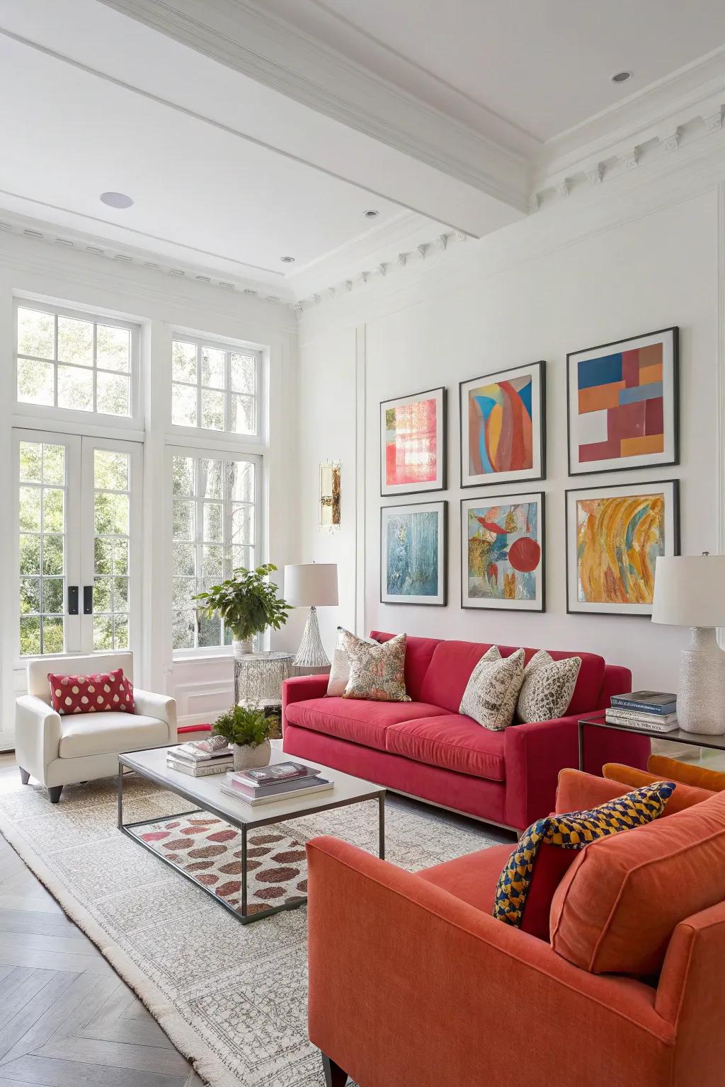 Crisp white for a chic and modern living room.