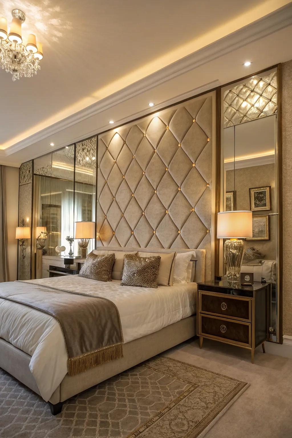 Mirror panels create a sense of space and light on your headboard wall.