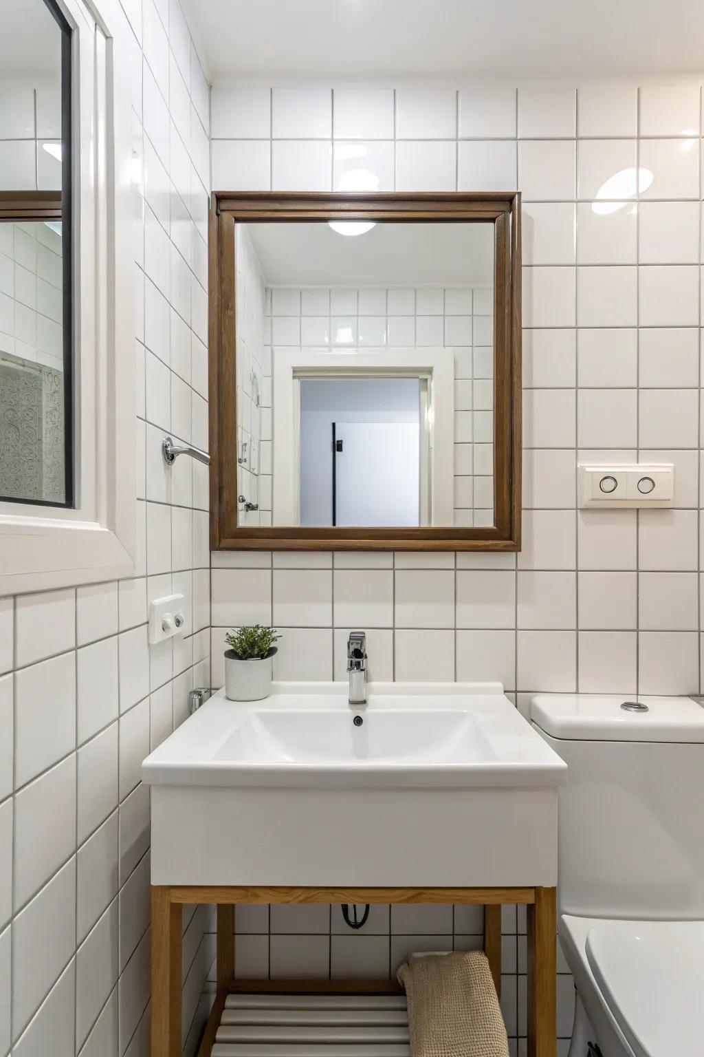 Minimalist mirrors enhance streamlined and elegant rooms.