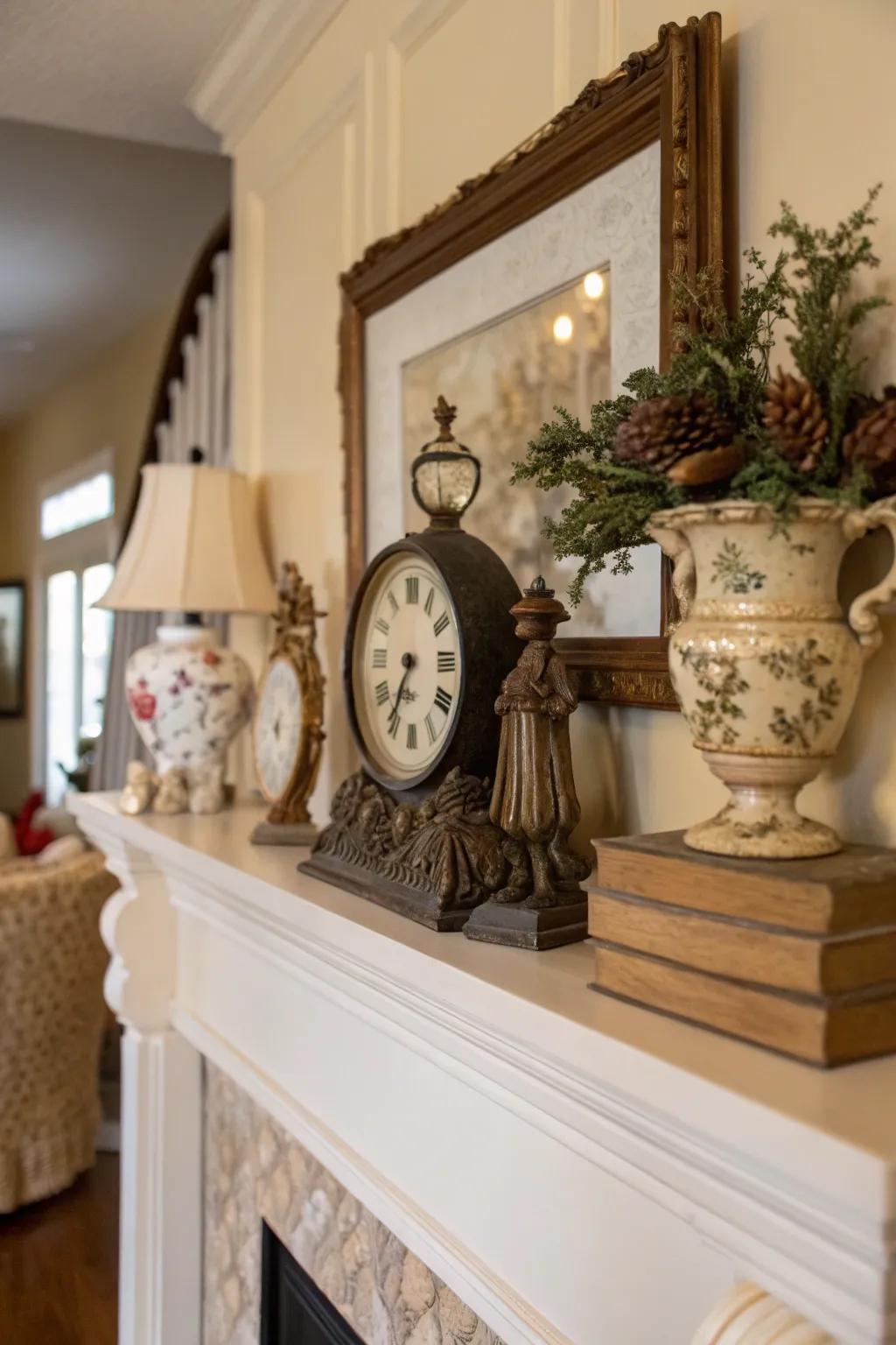 Vintage finds adding character and charm to your modern mantel.