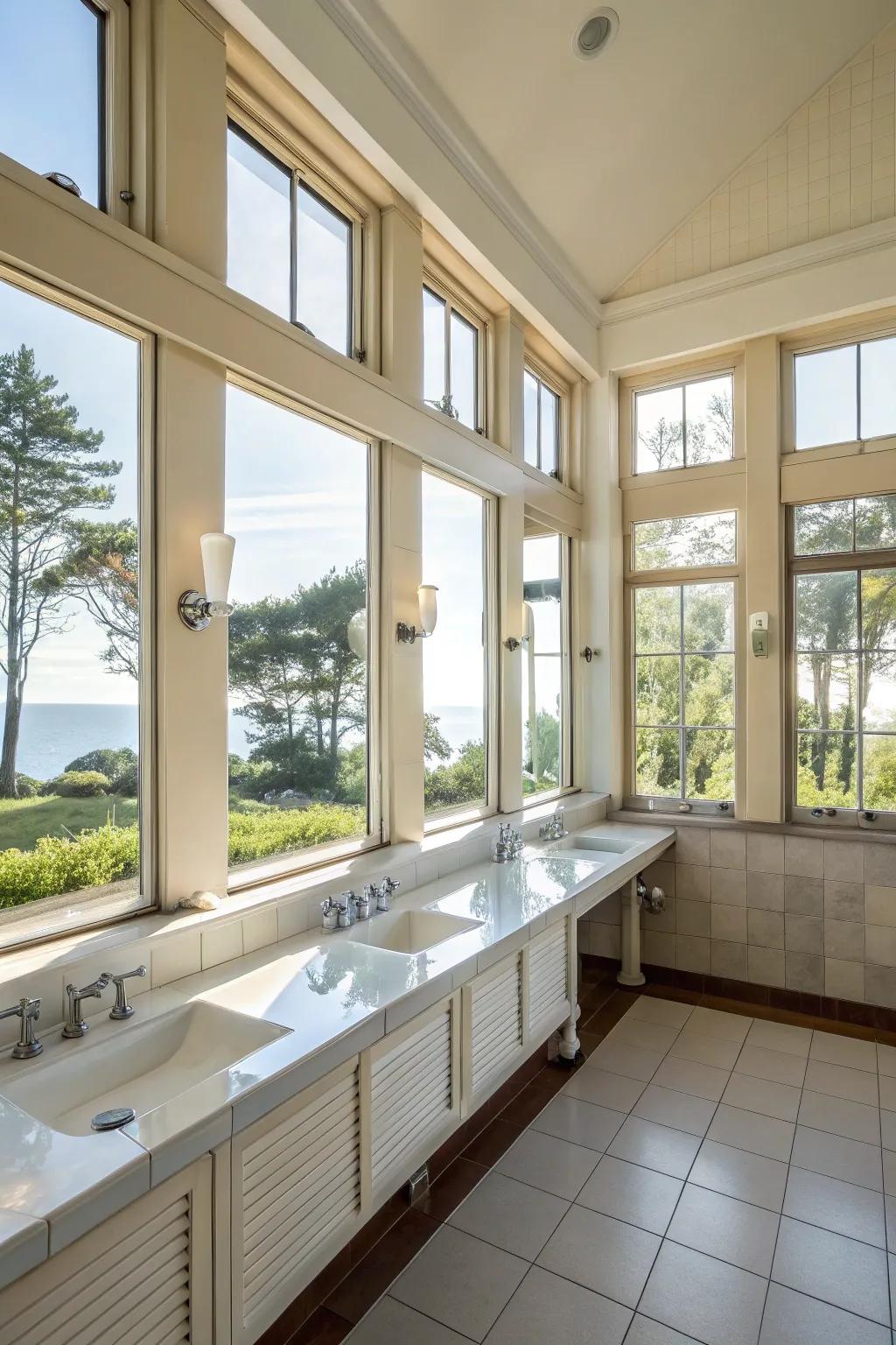 Natural light enhancing the airy sensation of the rustic design.
