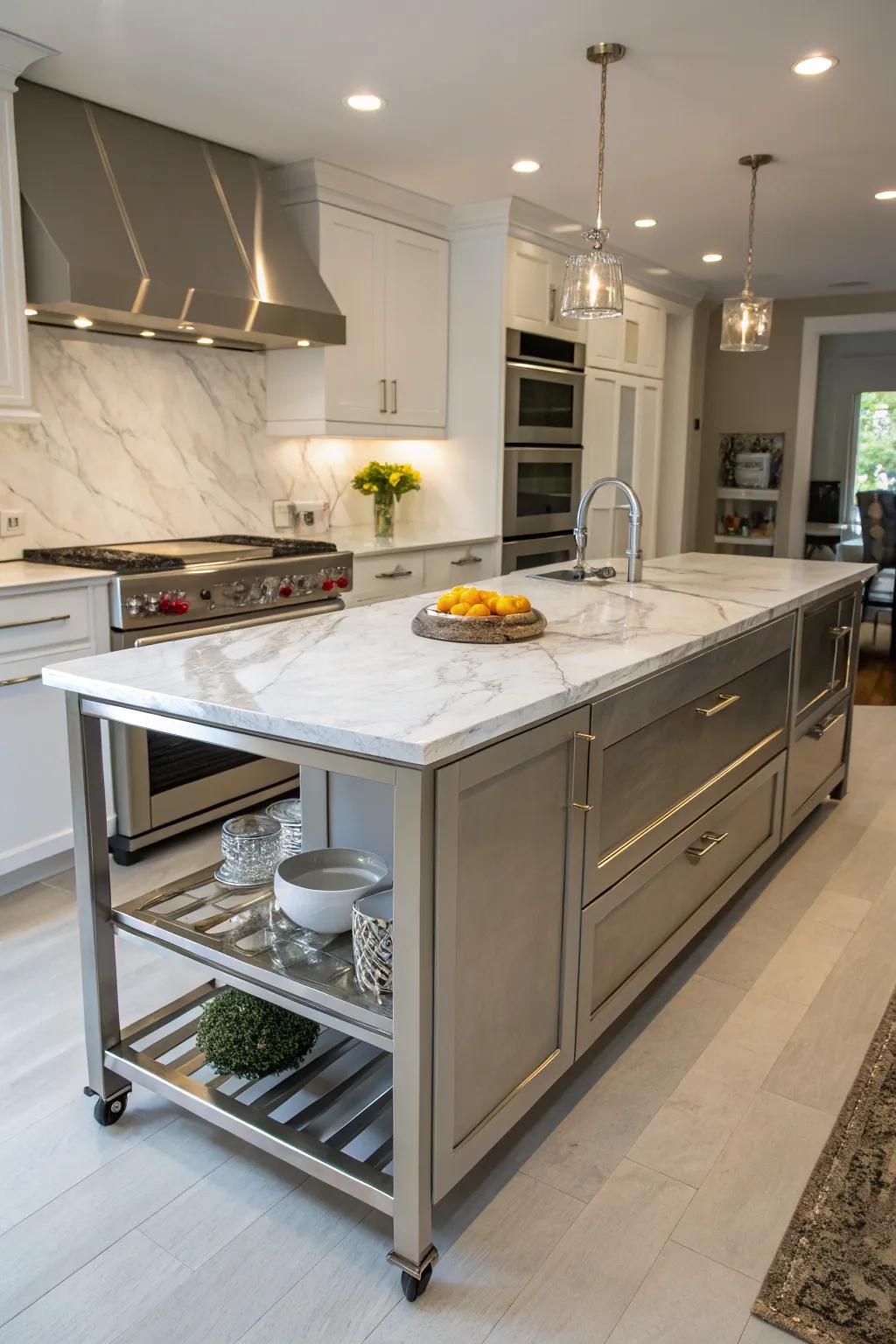 A custom kitchen island designed to fit