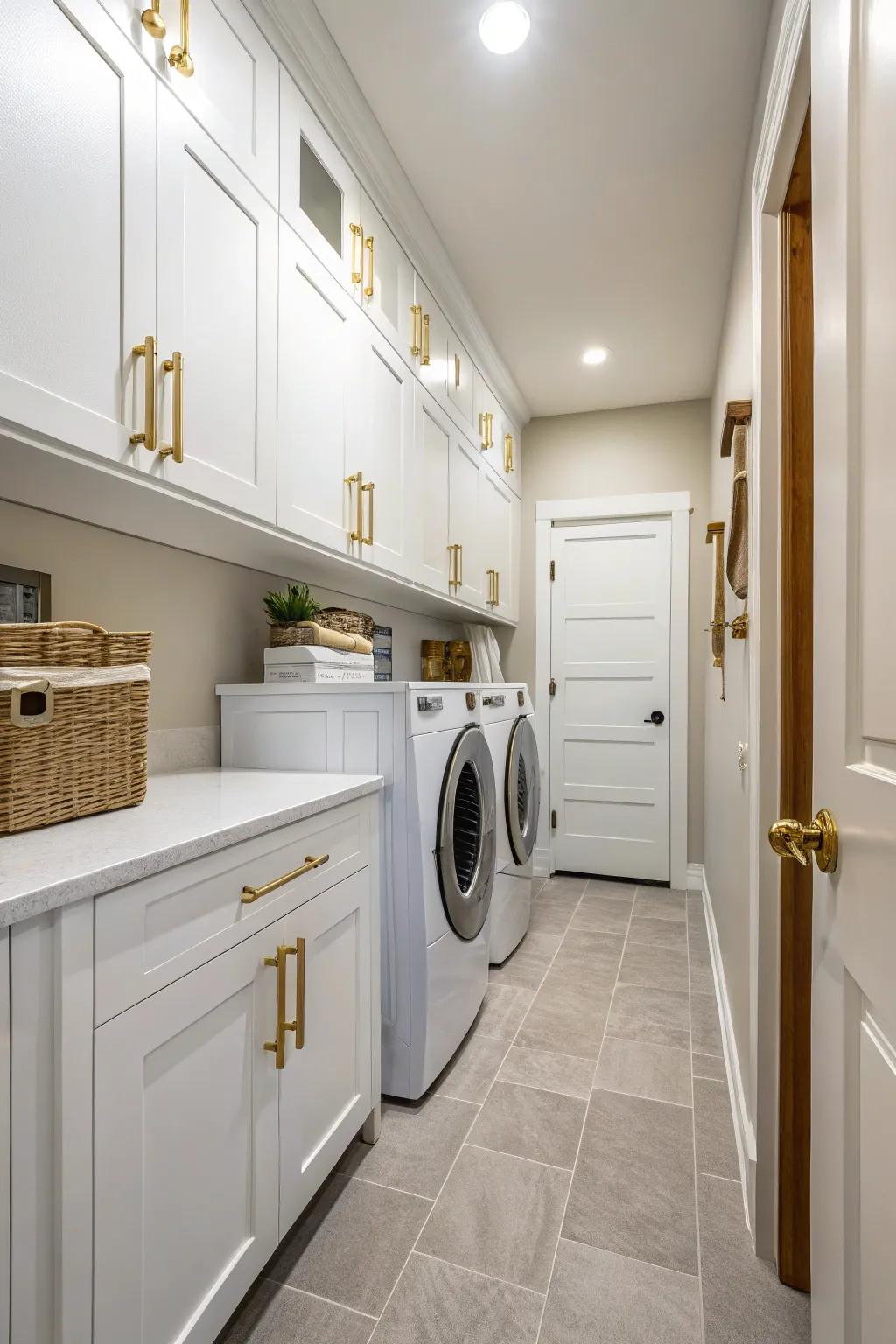 Stylish fixtures add a sophisticated touch to your laundry room design.