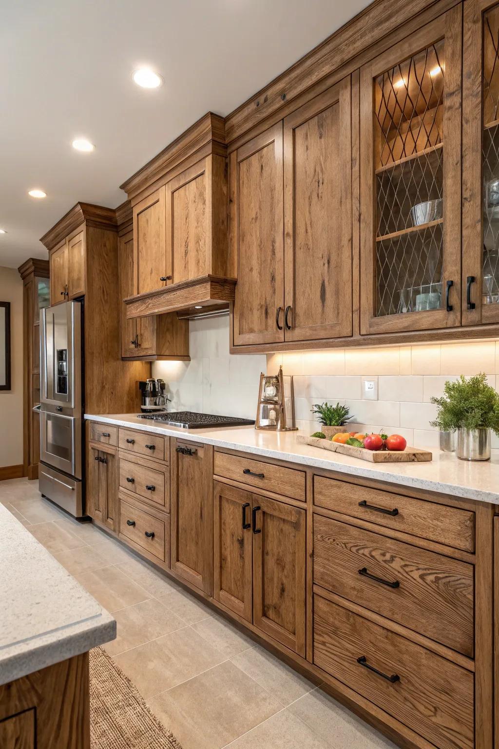 Textured finishes introduce depth and character.