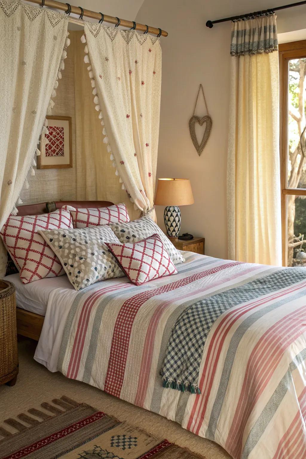 A blend of patterns creates visual interest and depth.