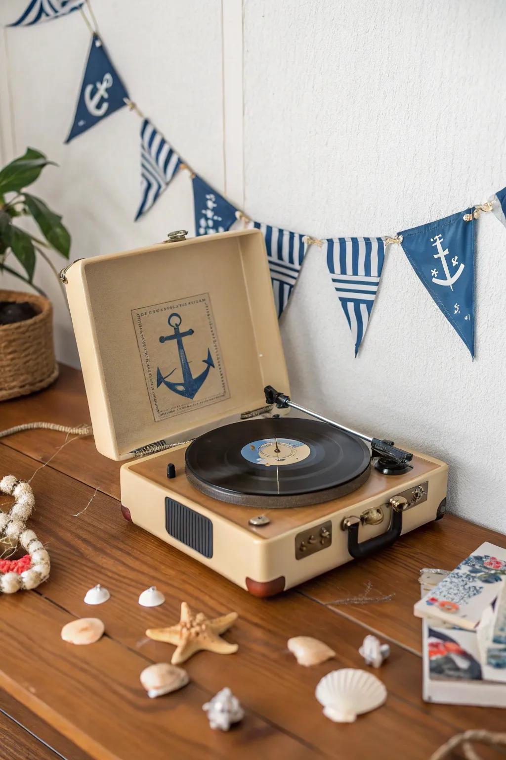 Set the mood with a nautical playlist.