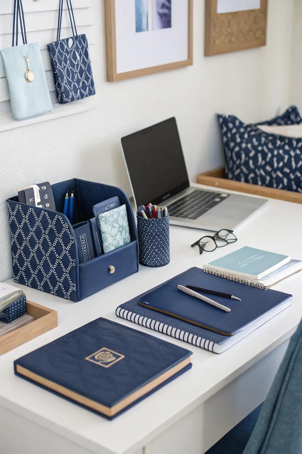 Desk extras boost style and organization.
