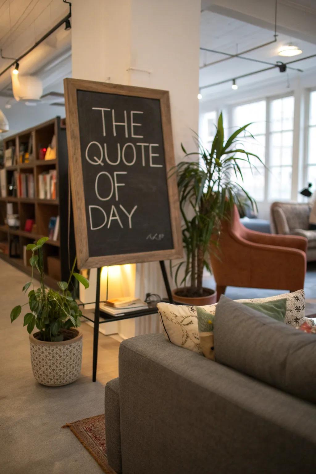 Brighten each day with a chalkboard quote.