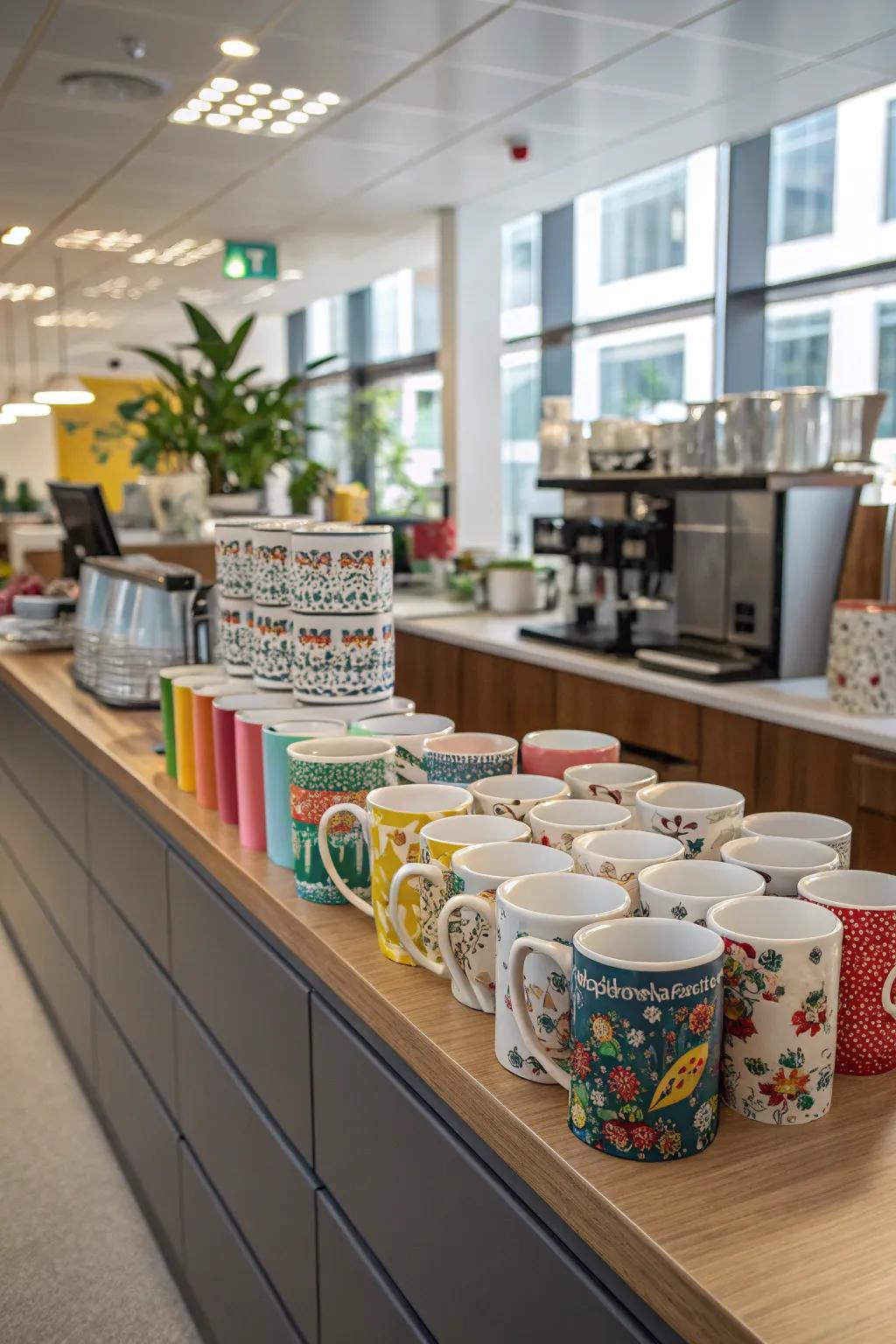 Themed drinkware adds a personal flair to your coffee station.