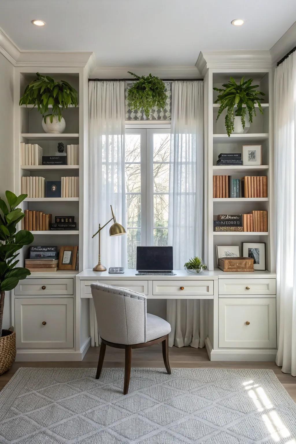 Symmetrical decor creates balance in your virtual background.