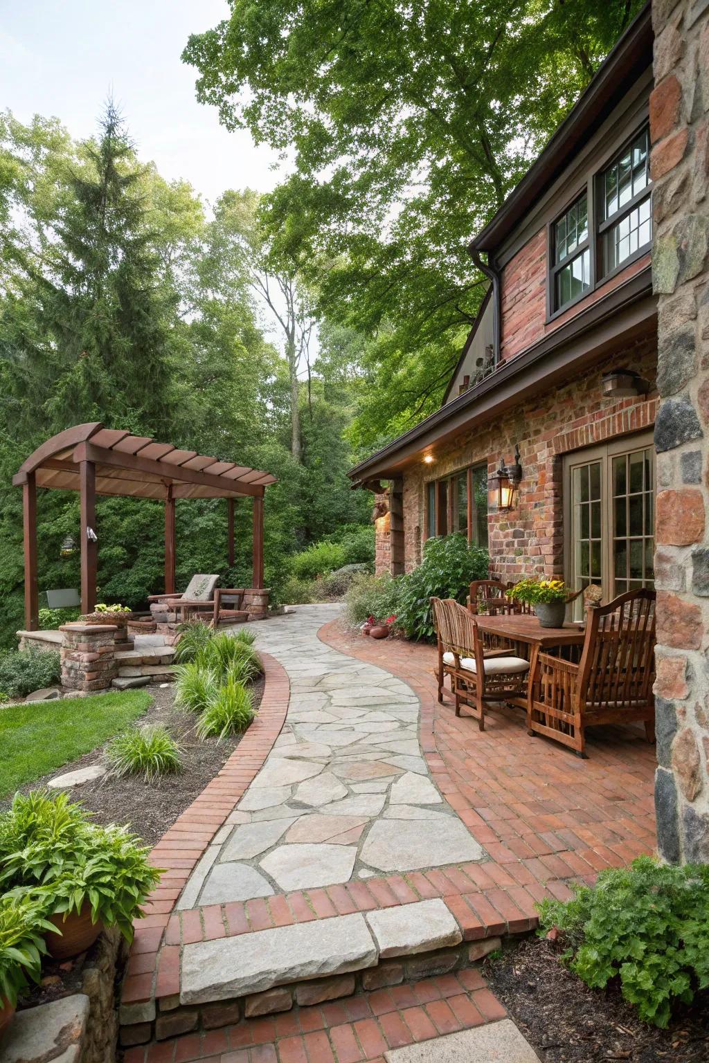 A varied material synthesis introduces texture to the patio