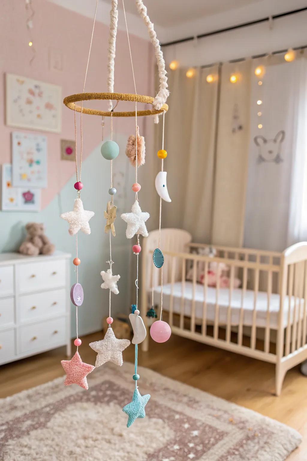 A dynamic and engaging elevated decoration mobile.