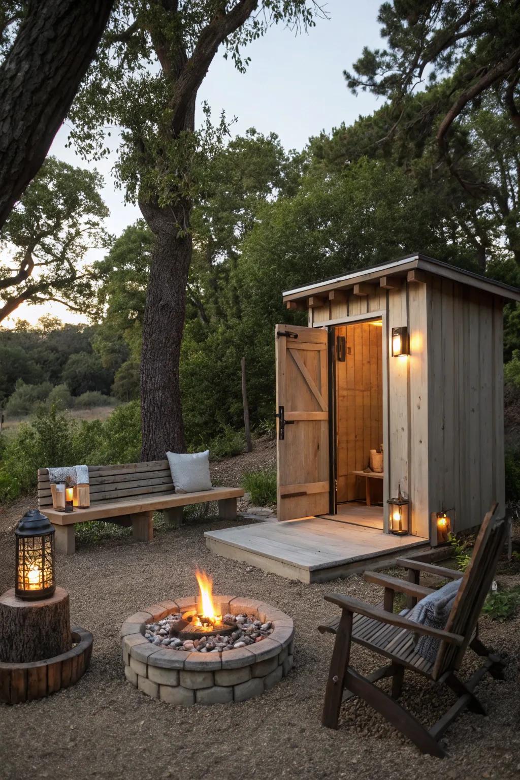 A fire element introduces warmth and charm.