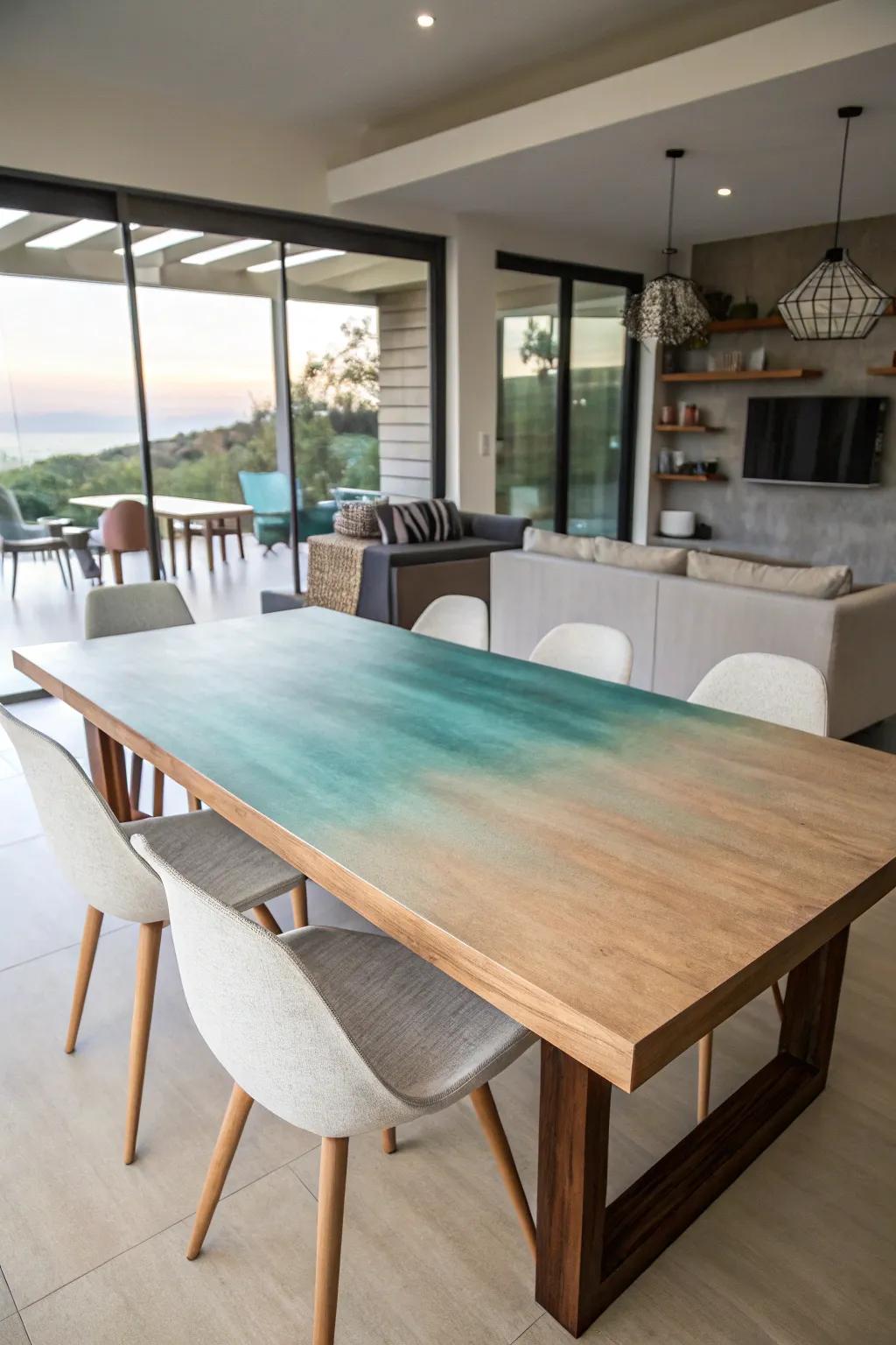 Gradated consequence imparts artistic aptitude to your dining table.