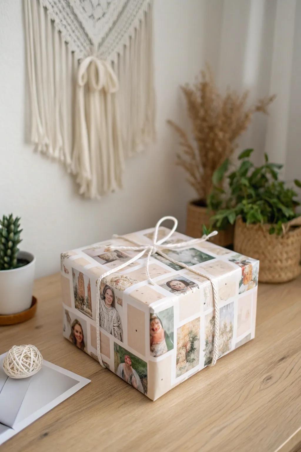 Add a personal touch to your gifts with custom image wrapping paper that tells a story of memories.