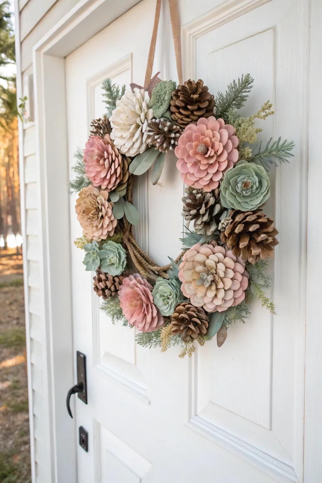 Welcome with Nature's Charm: A Pinecone Blossom Portal Ornament for a Delightful Entryway