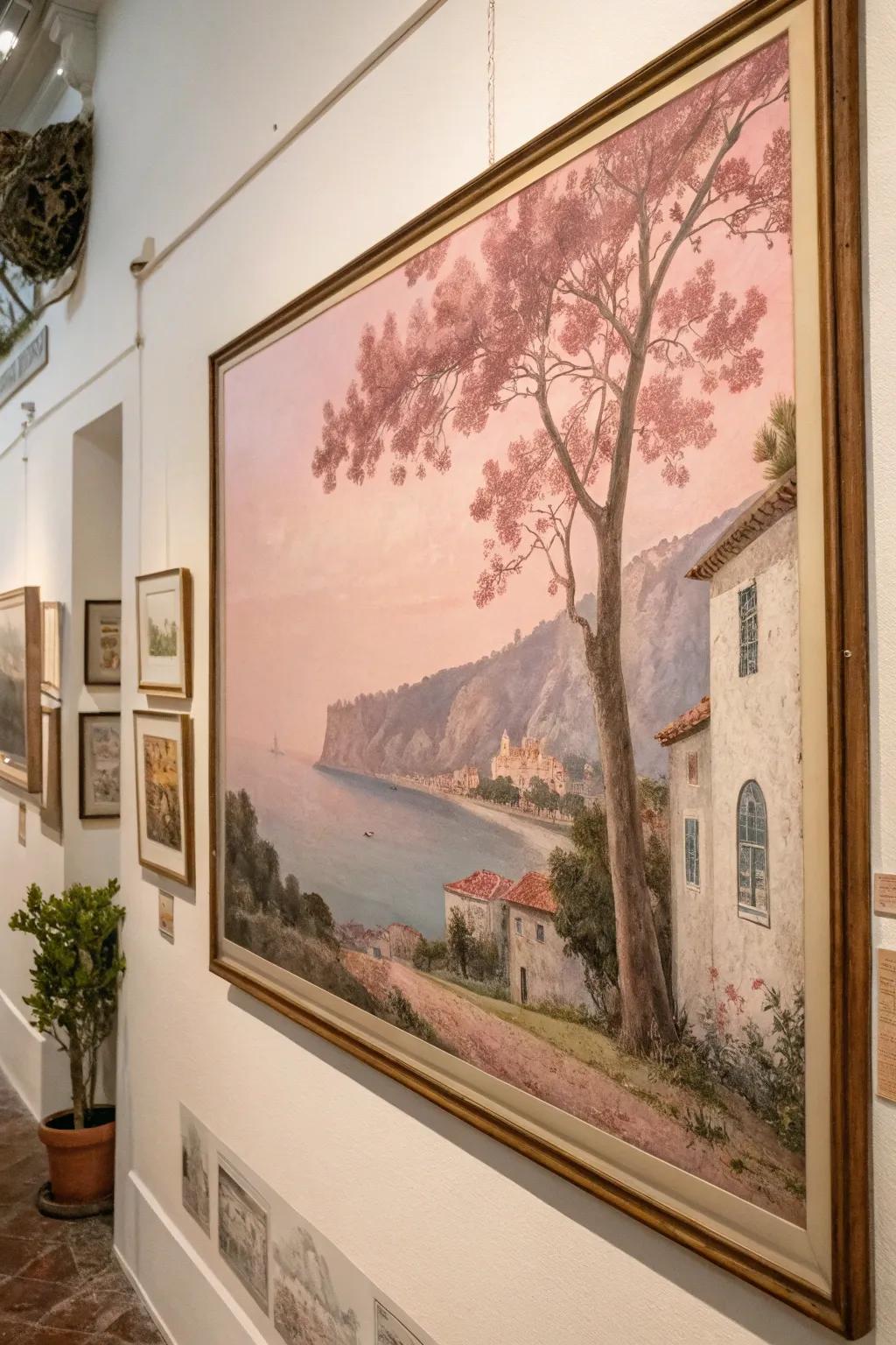 A charming vintage painting using soft pinks.