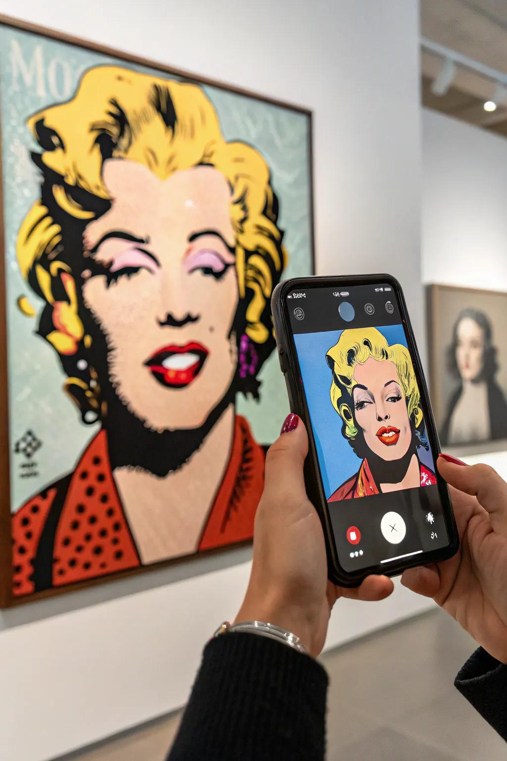 An innovative pop art painting enhanced with augmented reality elements.