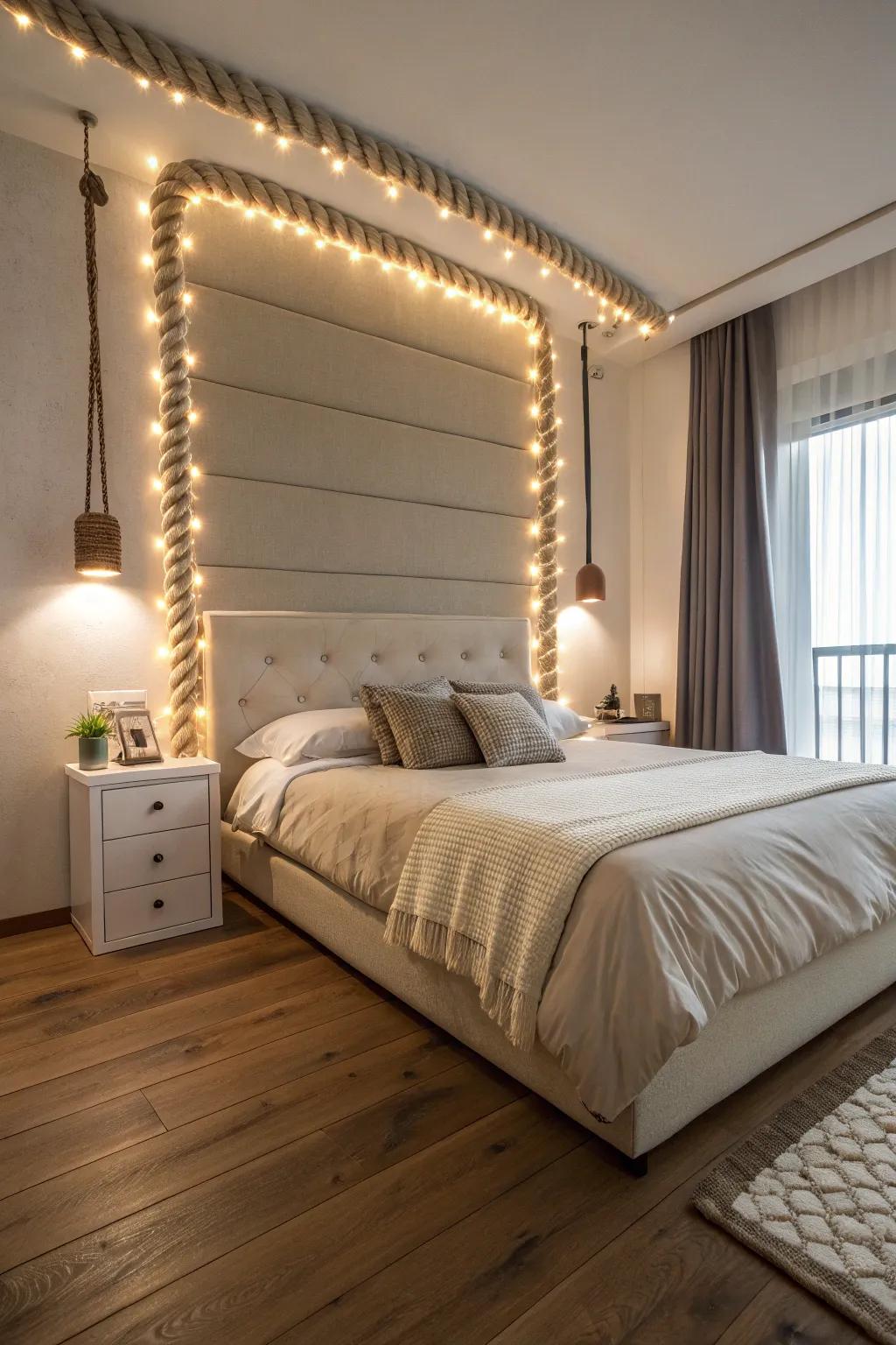 Upgrade your bedroom with a chic light-lit headboard.
