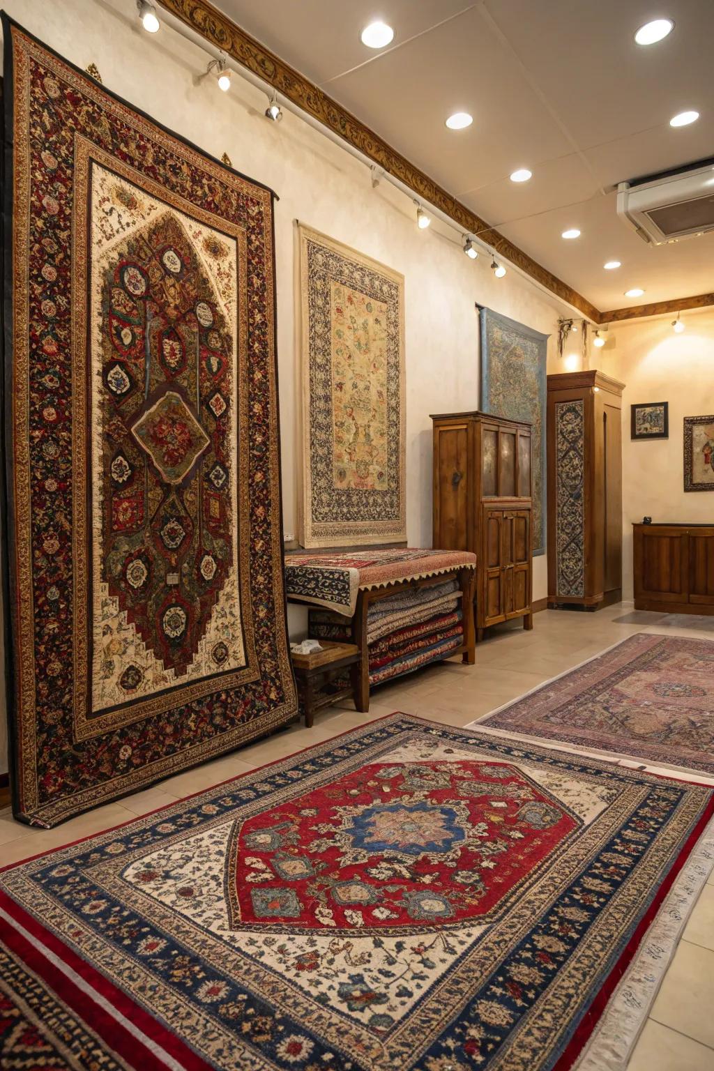 Artisan rugs add warmth and intricacy to boho spaces.