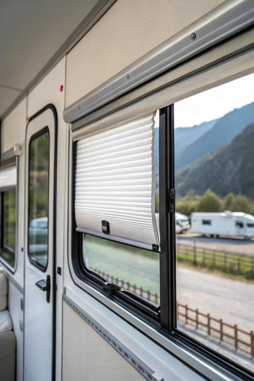 Sleek and modern: roller blinds in your RV.