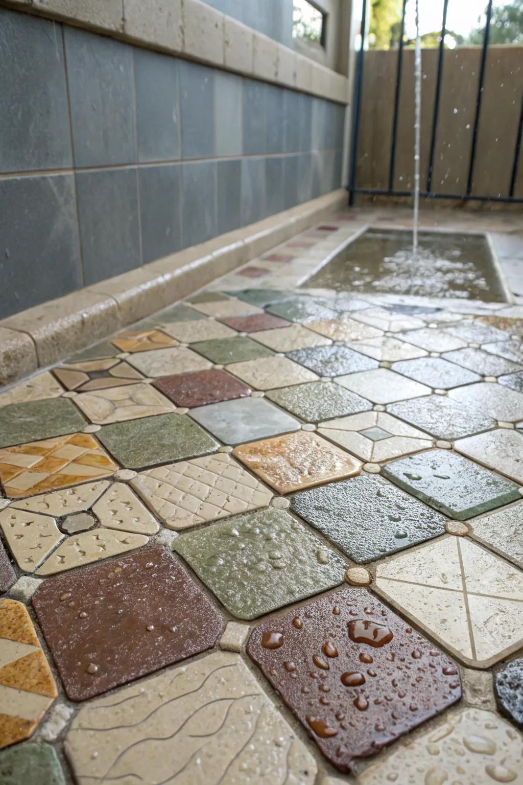 Create a dynamic look by mixing and matching tile shapes.