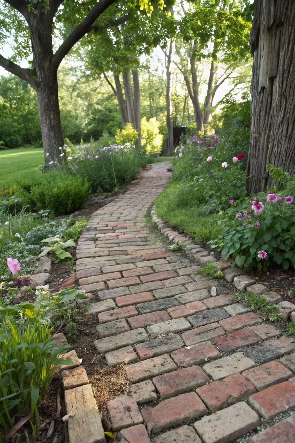 Reclaimed materials provide botanical-conscious charm to sidewalks.