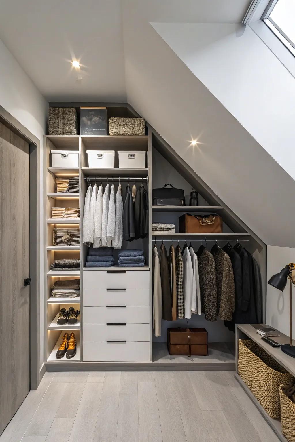 Vertical dividers enhance organization and accessibility in your closet.