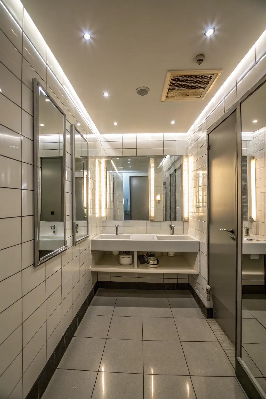 Reflective surfaces amplify light and create a spacious feel.