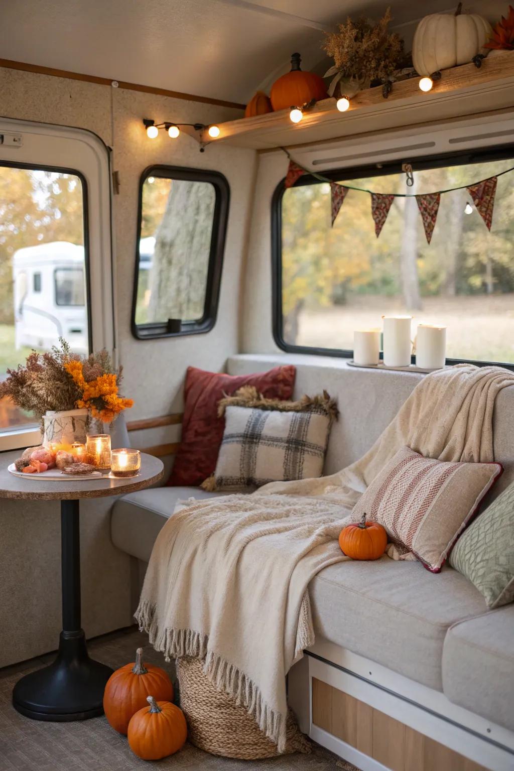 Incorporating seasonal decor keeps your RV feeling current and festive.